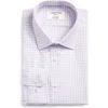 Nordstrom Trim Fit Grid Dress Shirt In White- Purple Twill Grid