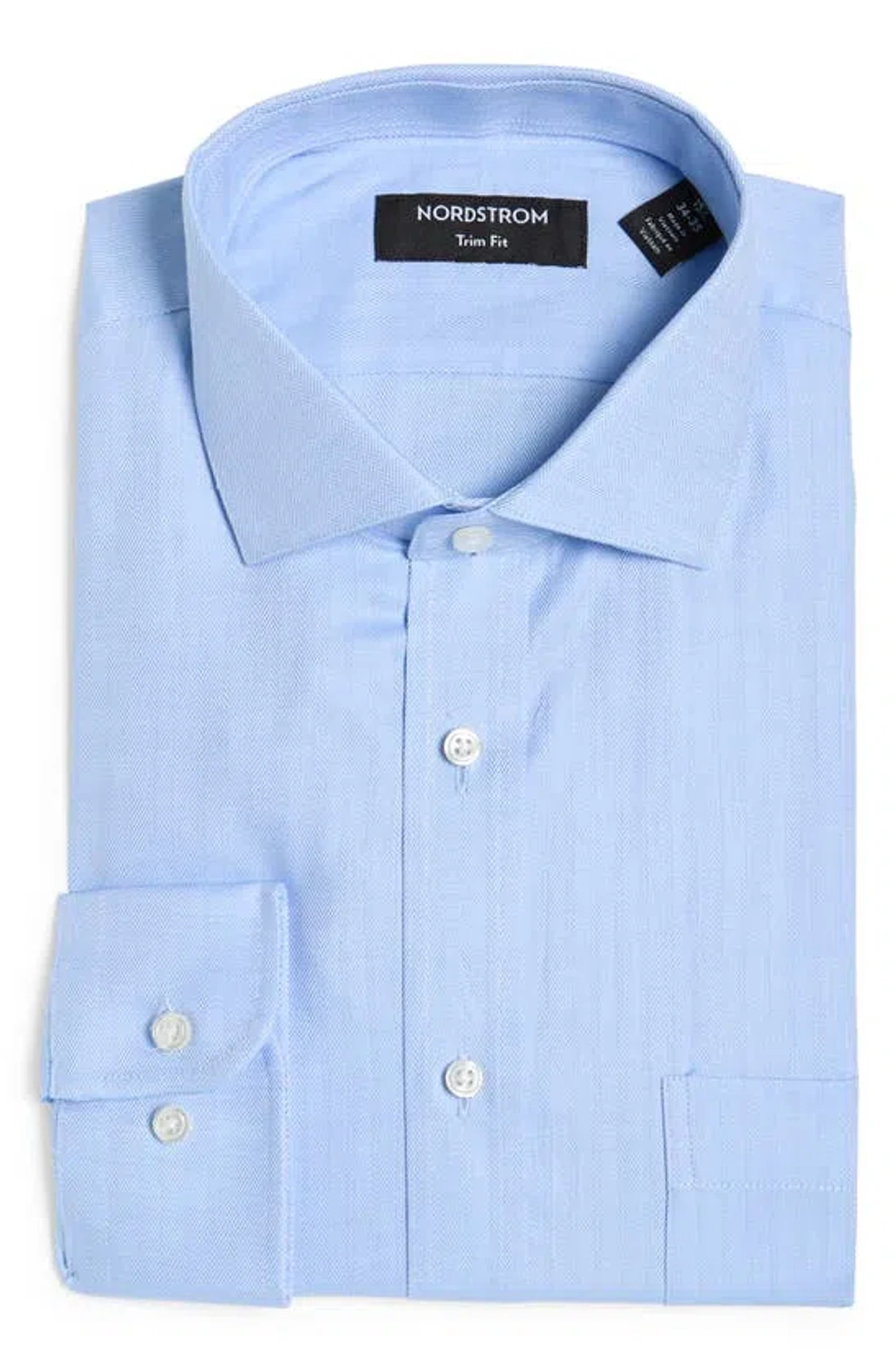 Nordstrom Trim Fit Herringbone Oxford Solid Dress Shirt In White - Blue  Dandy Varihbone | ModeSens