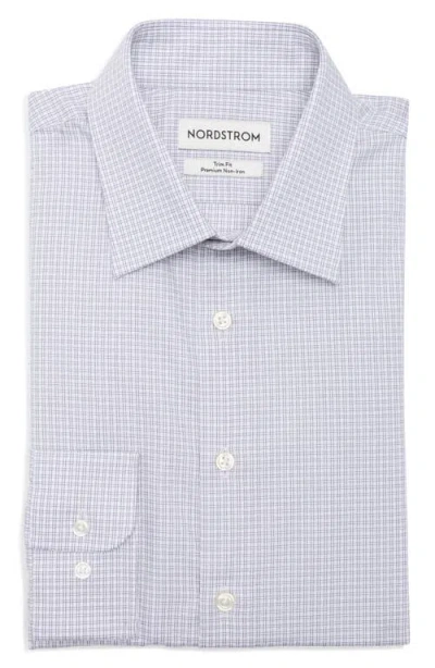 Nordstrom Trim Fit Jocko Check Premium Non Iron Cotton Dress Shirt In Blue