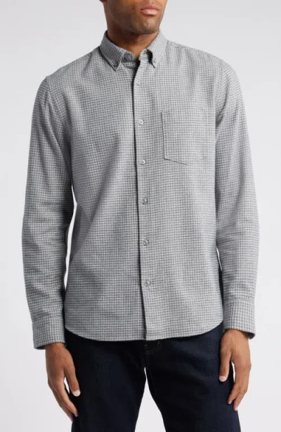 Nordstrom Trim Fit Plaid Flannel Button-down Shirt In Grey- Navy York Check