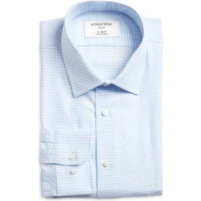 Nordstrom Trim Fit Microcheck Cotton Dress Shirt In Blue Hydrangea Textooth