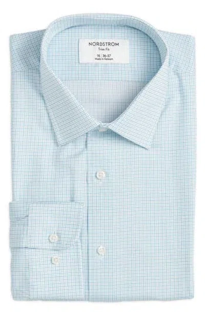 Nordstrom Trim Fit Microcheck Dress Shirt In Blue