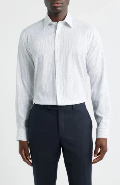 Nordstrom Trim Fit Patterned Premium Performance Twill Dress Shirt In White