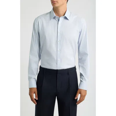 Nordstrom Trim Fit Premium Performance Microcheck Dress Shirt In Blue Cazale Check