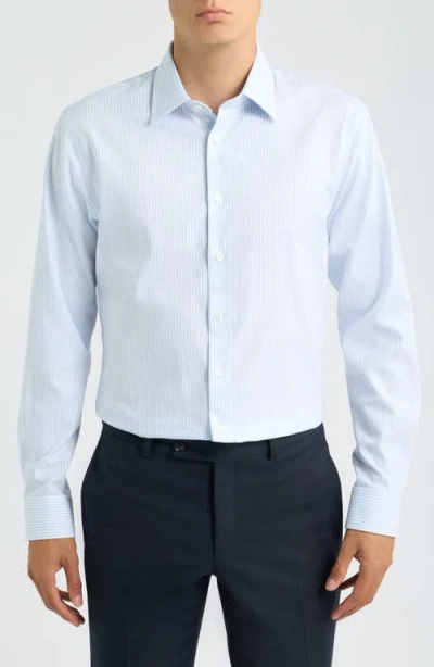 Nordstrom Trim Fit Pinstripe Premium Non-iron Cotton Dress Shirt In White
