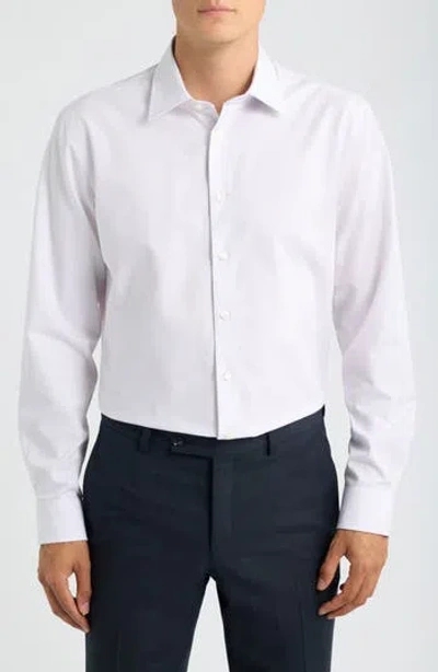 Nordstrom Trim Fit Pinstripe Premium Non-iron Cotton Dress Shirt In White