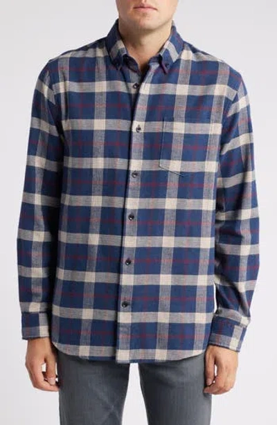 Nordstrom Trim Fit Plaid Flannel Button-down Shirt In Blue