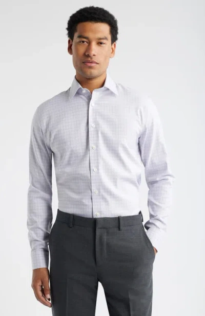 Nordstrom Trim Fit Plaid Premium Performance Dress Shirt In Blue