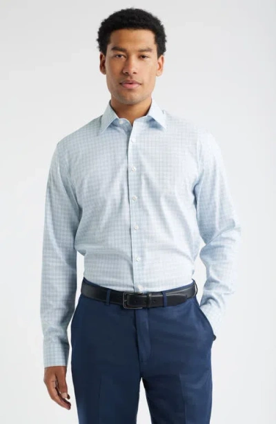 Nordstrom Trim Fit Plaid Premium Performance Dress Shirt In Blue