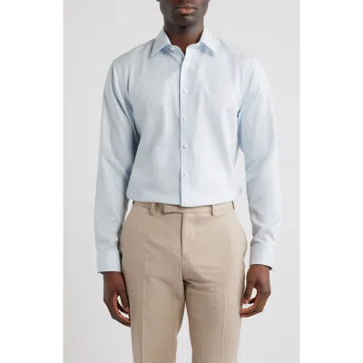 Nordstrom Trim Fit Premium Linen Dobby Dress Shirt In Blue