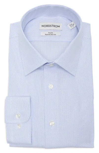 Nordstrom Trim Fit Premium Non-iron Ticking Stripe Cotton Dress Shirt