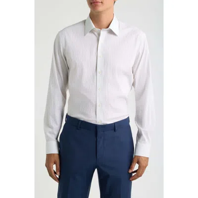 Nordstrom Trim Fit Premium Performance Microcheck Dress Shirt In Transparent