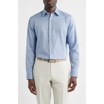 Nordstrom Trim Fit Premium Silk Herringbone Dress Shirt In Multi