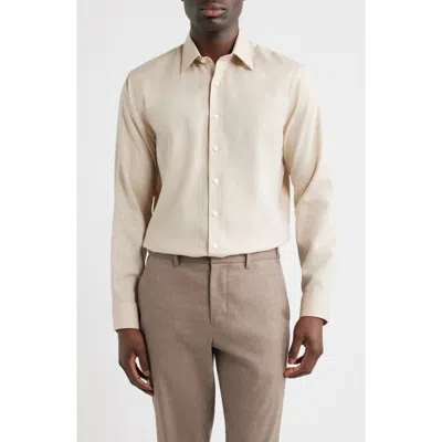 Nordstrom Trim Fit Premium Silk Herringbone Dress Shirt In White
