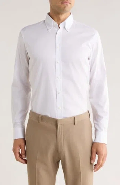 Nordstrom Trim Fit Solid Cotton Button-down Dress Shirt In White