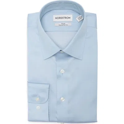 Nordstrom Trim Fit Solid Premium Non-iron Cotton Herringbone Dress Shirt In Brown