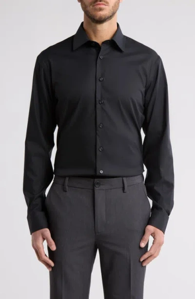 Nordstrom Trim Fit Solid Premium Performance Dress Shirt In Black