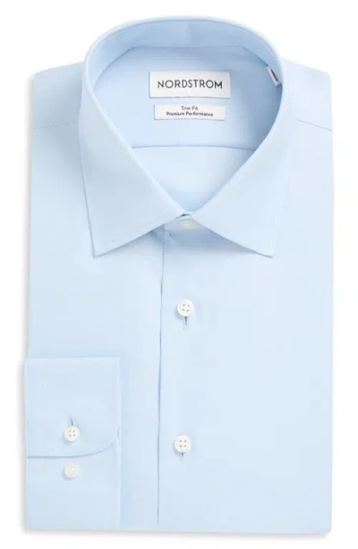 Nordstrom Trim Fit Solid Premium Performance Dress Shirt In Blue Skyway