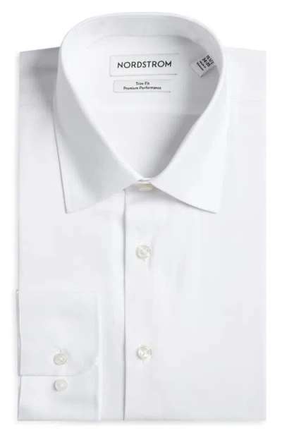 Nordstrom Trim Fit Solid Premium Performance Dress Shirt In White