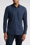 Nordstrom Foulard Print Long Sleeve Stretch Cotton Blend Button-up Shirt