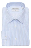 Nordstrom Trim Fit Stripe Premium Non Iron Cotton Button-up Shirt In Blue