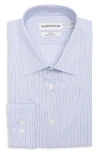 Nordstrom Trim Fit Stripe Premium Non-iron Cotton Dress Shirt In Blue