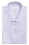 Nordstrom Trim Fit Stripe Premium Non-iron Cotton Dress Shirt In Blue