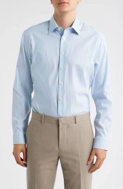 Nordstrom Trim Fit Stripe Premium Performance Dress Shirt In Blue