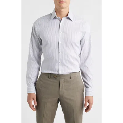 Nordstrom Trim Fit Stripe Premium Performance Twill Dress Shirt In Blue