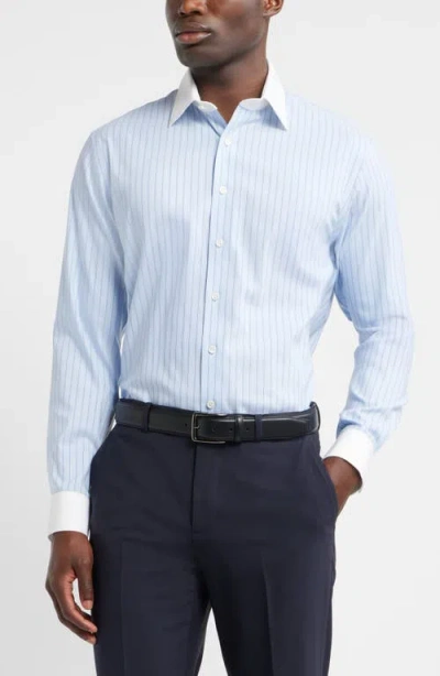 Nordstrom Trim Fit Stripe Premium Performance Twill Dress Shirt In Animal Print