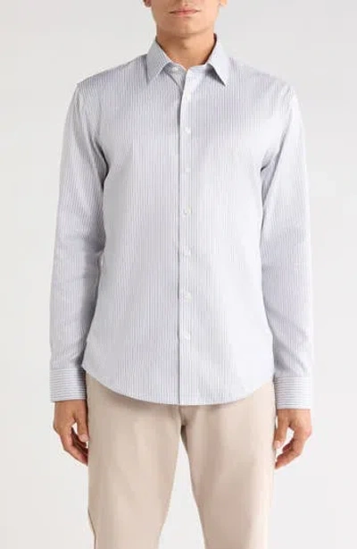 Nordstrom Trim Fit Striped Button Up Shirt In White