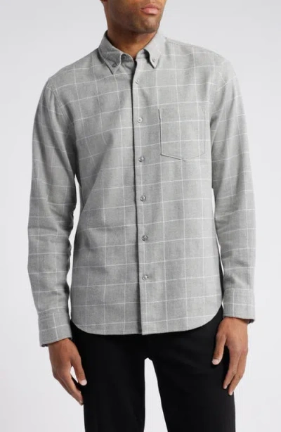 Nordstrom Trim Fit Windowpane Check Flannel Button-down Shirt In Grey Ultimate Window Plaid