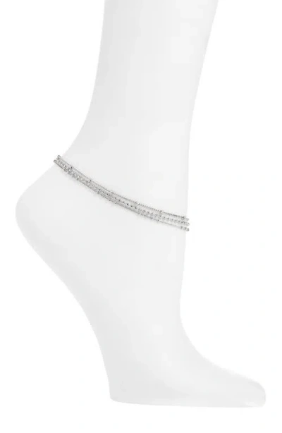 Nordstrom Triple Chain Beaded Anklet In Transparent