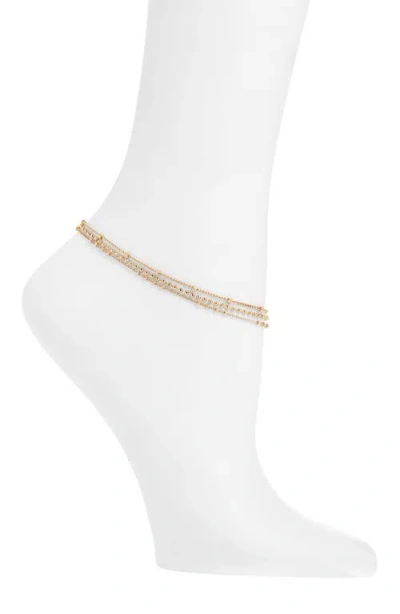 Nordstrom Triple Chain Beaded Anklet In Transparent