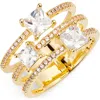 Shop Nordstrom Triple Emerald Cut Cubic Zirconia Ring In Clear- Gold