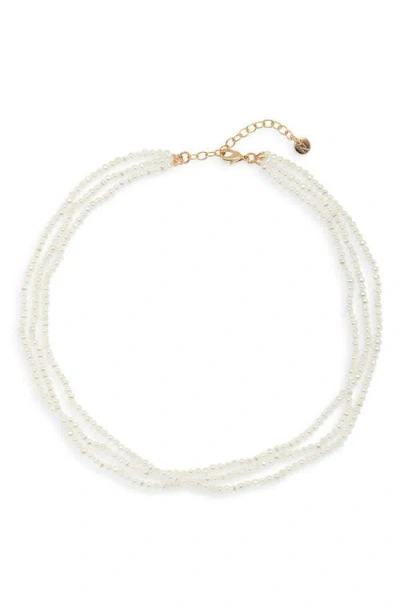Nordstrom Triple Strand Faux Pearl Necklace In Gold