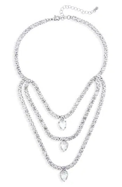 Nordstrom Triple Tier Crystal Necklace In Clear- Rhodium