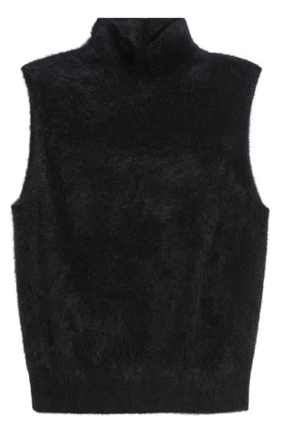Nordstrom Turtleneck Brushed Cashmere Sweater In Black Rock