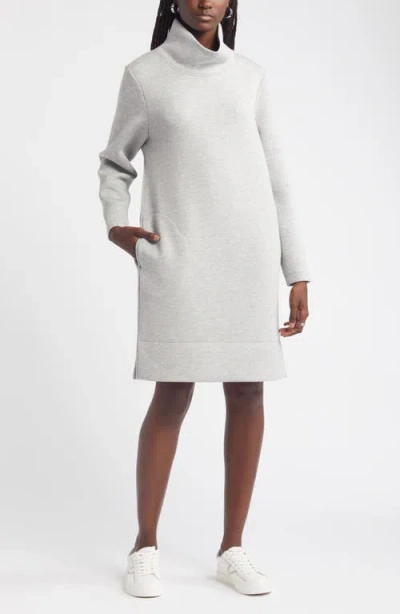 Nordstrom Turtleneck Long Sleeve Scuba Knit Dress In Grey Heather | ModeSens