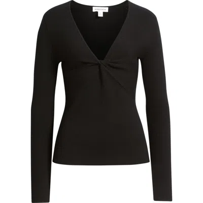 Nordstrom Twist Front Detail Merino Wool Blend Sweater In Black