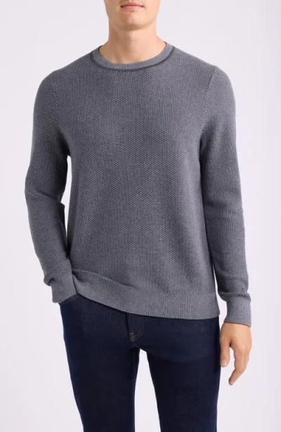 Nordstrom Two Tone Cotton & Cashmere Crewneck Sweater In Gray