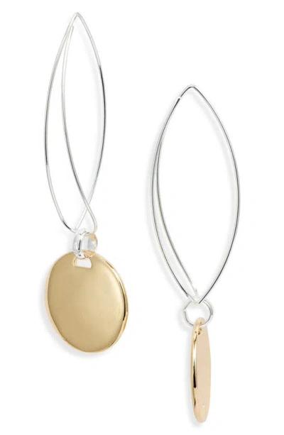 Nordstrom Two-tone Disc Drop Wire Threader Earrings In Goldhodium