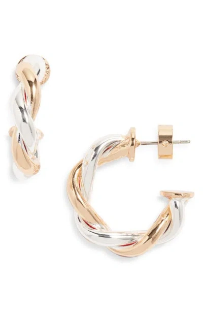 Nordstrom Two-tone Twist Hoops In Gold