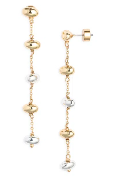 Nordstrom Two-tone Bead Linear Drop Earrings In Gold