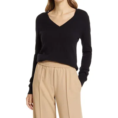 Nordstrom V-neck Cashmere Sweater In Black Rock