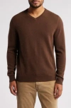 Nordstrom V-neck Cashmere Sweater In Brown Bitter