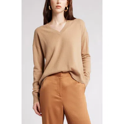 Nordstrom V-neck Cashmere Sweater In Camel