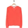 Nordstrom V-neck Cashmere Sweater In Coral Blaze