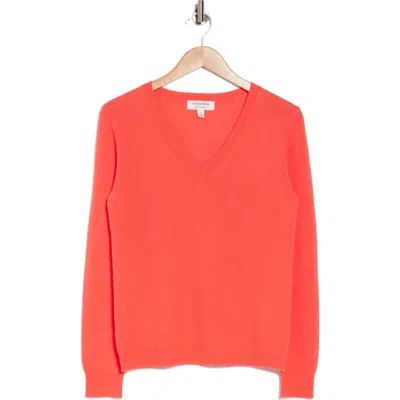 Nordstrom V-neck Cashmere Sweater In Coral Blaze