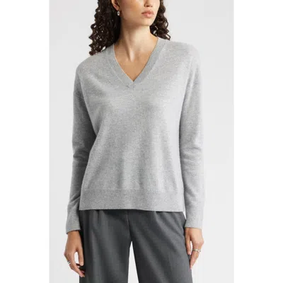 Nordstrom V-neck Cashmere Sweater In Gray